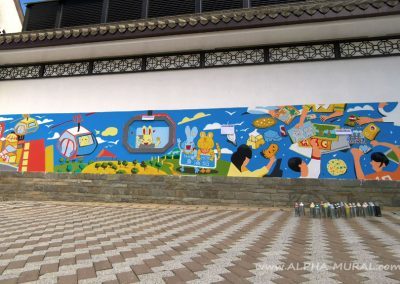 「同行．共創」生命教育社區推廣計劃 HK Walls X Community 壁畫工作坊學員作品-昂坪市集-活動主辦：香港聖公會福利協會 華人永遠墳場管理委員會 | Alpha Mural